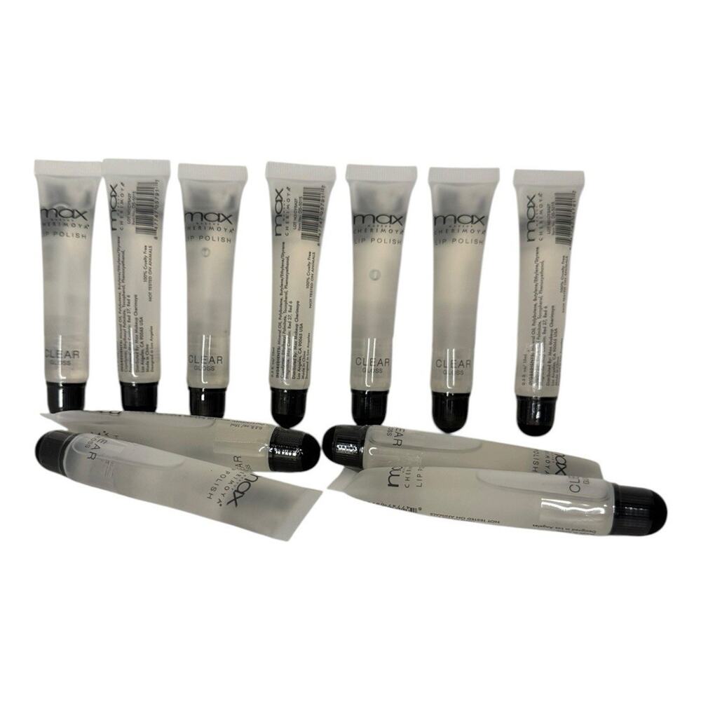 Lot of 10 max cherimoya Lip Gloss Clear Shine Liquid Cruelty-Free 0.3 fl oz